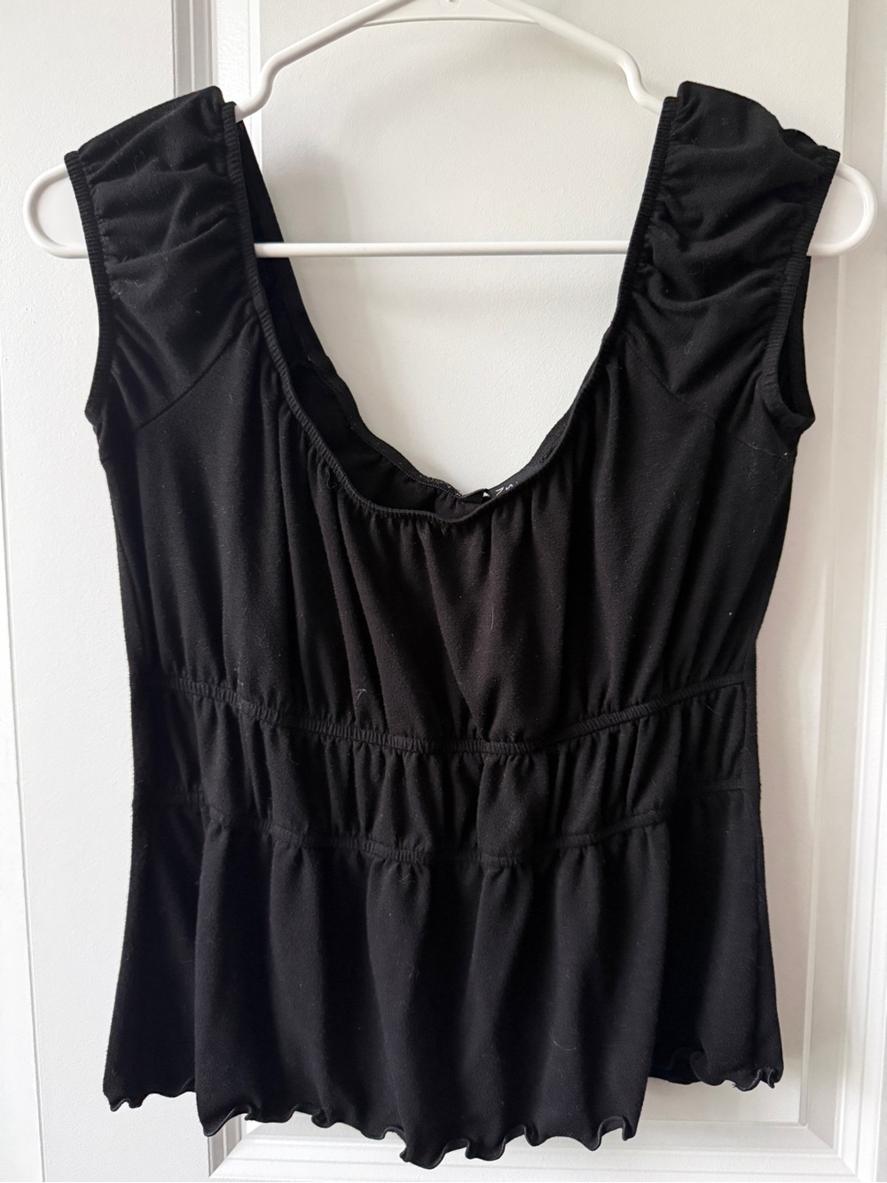 Black Scoop-Neck Peplum Camisole